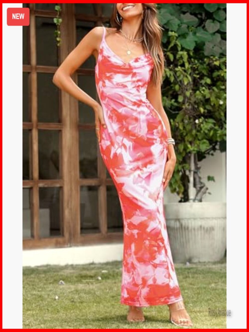 Floral Spaghetti Strap Maxi Bodycon Dress Backless Stretch Formal - Picture 3 of 7